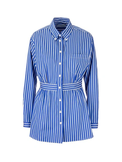 Shop Prada Women's Blue Cotton Blouse