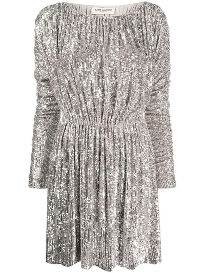 Shop Saint Laurent Women's Silver Polyamide Dress