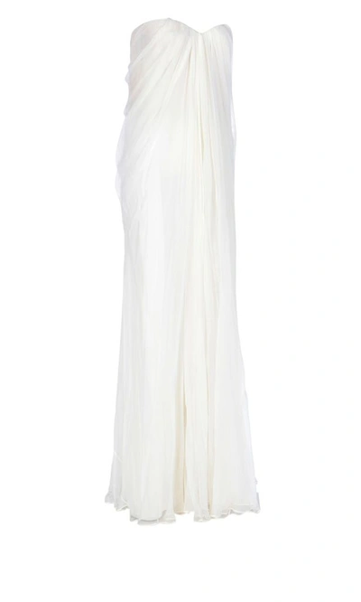 Shop Alexander Mcqueen Women's White Silk Dress