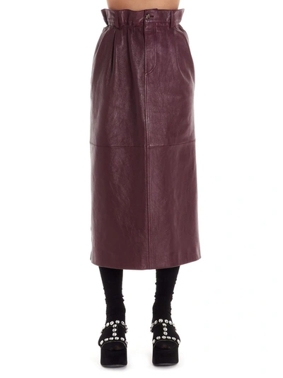 Shop Miu Miu Women's Purple Leather Skirt