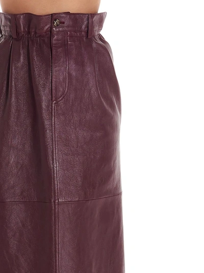 Shop Miu Miu Women's Purple Leather Skirt
