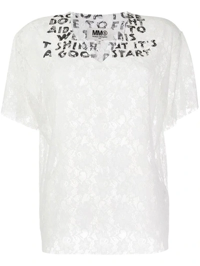 Shop Maison Margiela Women's White Polyamide T-shirt