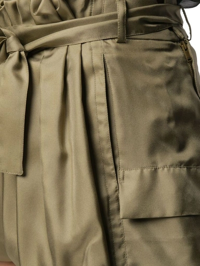Shop Saint Laurent Women's Green Silk Shorts