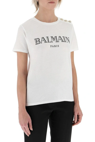 Shop Balmain Women's White Cotton T-shirt
