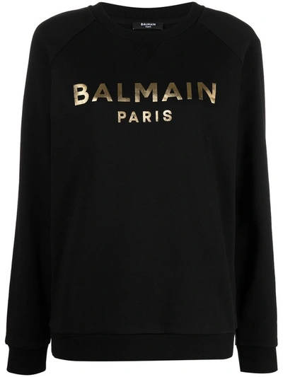 Shop Balmain Women's Black Cotton Sweatshirt