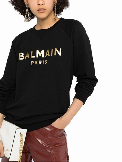 Shop Balmain Women's Black Cotton Sweatshirt