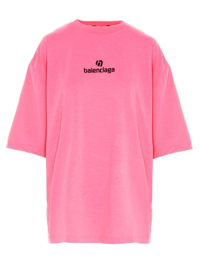 Shop Balenciaga Women's Pink Polyester T-shirt