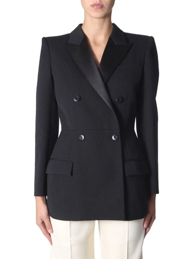 Givenchy Double-breasted Satin-trimmed Wool-blend Twill Blazer In Black