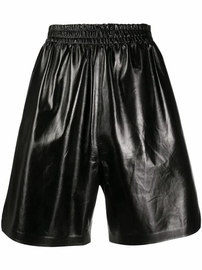 Shop Bottega Veneta Women's Black Leather Shorts