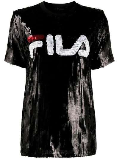 Shop Fila Women's Black Sequins T-shirt
