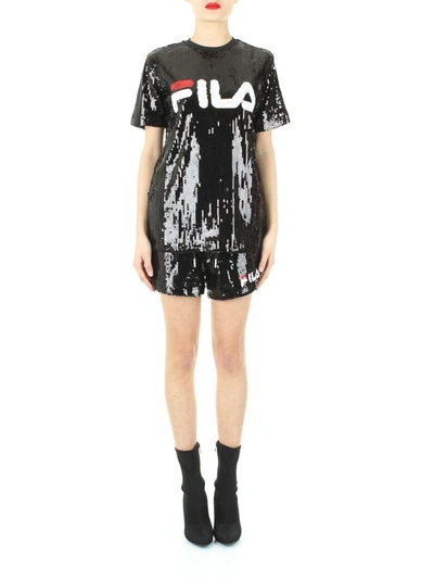 Shop Fila Women's Black Sequins T-shirt