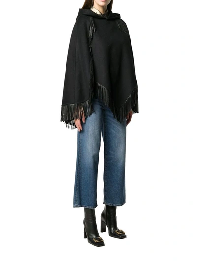 Shop Saint Laurent Women's Black Wool Poncho