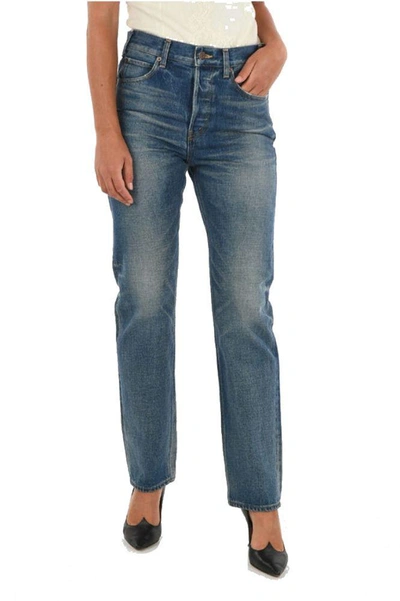 Shop Celine Céline Women's Blue Cotton Jeans