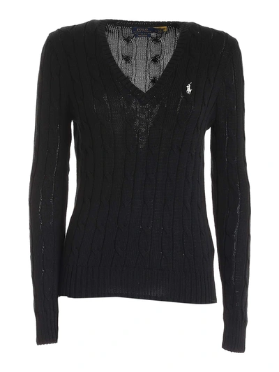 Shop Polo Ralph Lauren Cable-knit Cotton Jumper In Black