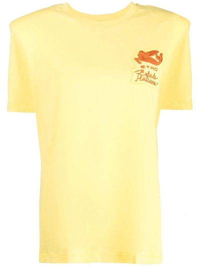 Shop Etro Women's Yellow Cotton T-shirt