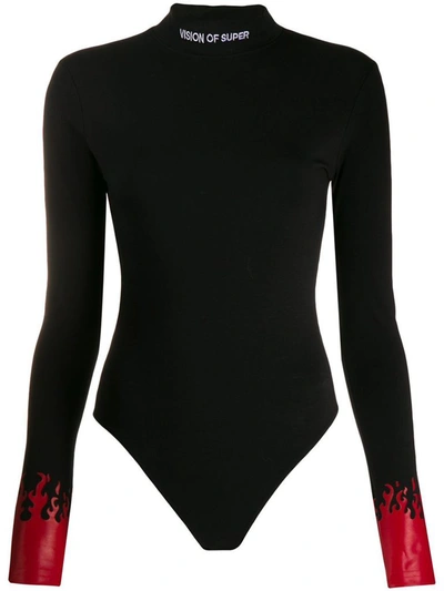 Shop Vision Of Super Women's Black Cotton Bodysuit