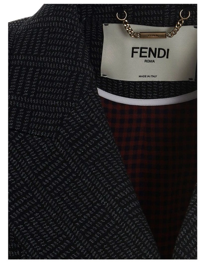 Shop Fendi Women's Blue Wool Blazer