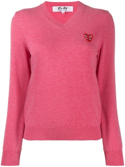 Shop Comme Des Garçons Play Women's Fuchsia Wool Sweater