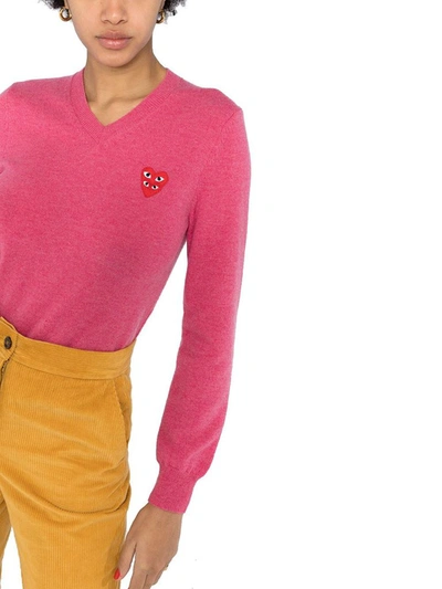 Shop Comme Des Garçons Play Women's Fuchsia Wool Sweater
