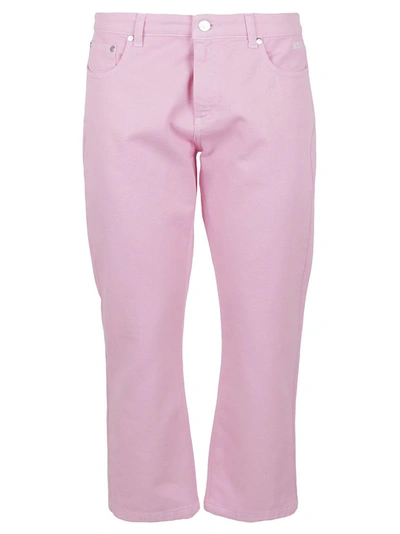 Shop Msgm Women's Pink Cotton Jeans