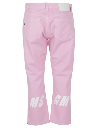 Shop Msgm Women's Pink Cotton Jeans