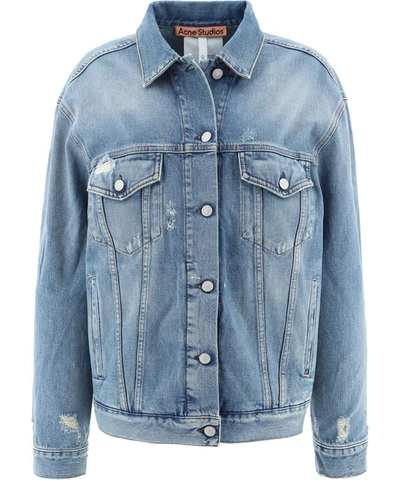 Shop Acne Studios Women's Light Blue Cotton Outerwear Jacket