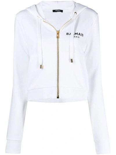 Shop Balmain Women's White Cotton Sweatshirt