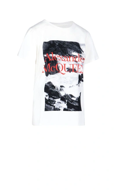 Shop Alexander Mcqueen Women's White Cotton T-shirt