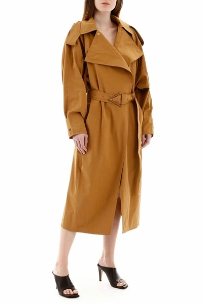 Shop Bottega Veneta Women's Brown Cotton Trench Coat