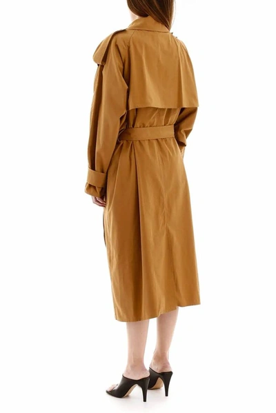 Shop Bottega Veneta Women's Brown Cotton Trench Coat