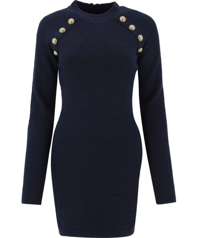 Shop Balmain Women's Blue Viscose Dress