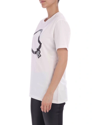 Shop Moncler Beaded Logo T-shirt In White