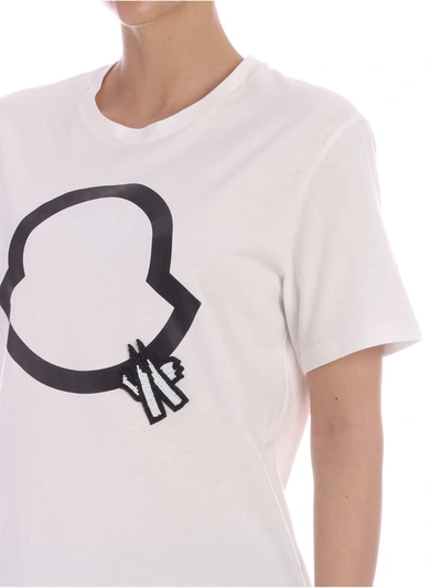 Shop Moncler Beaded Logo T-shirt In White