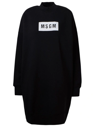 Shop Msgm Women's Black Cotton Dress