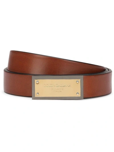 Shop Dolce E Gabbana Men's Brown Leather Belt