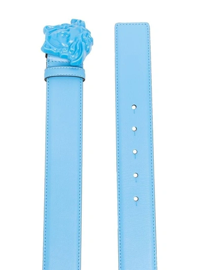 Shop Versace Men's Light Blue Leather Belt