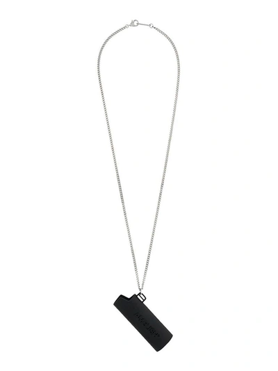Ambush Gunmetal Logo Lighter Case Necklace In Black