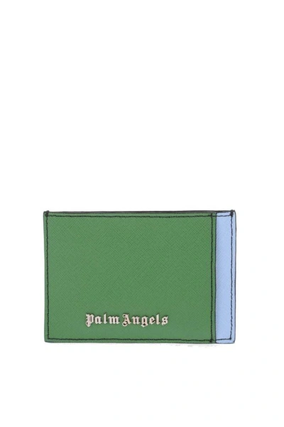 Shop Palm Angels Men's Green Leather Card Holder