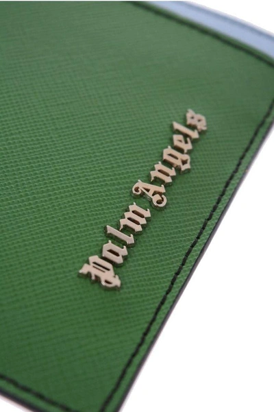 Shop Palm Angels Men's Green Leather Card Holder