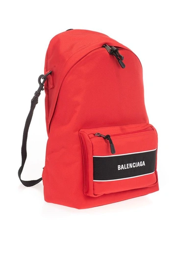 Balenciaga Mini Oversize Backpack In Red Tech Canvas In Black