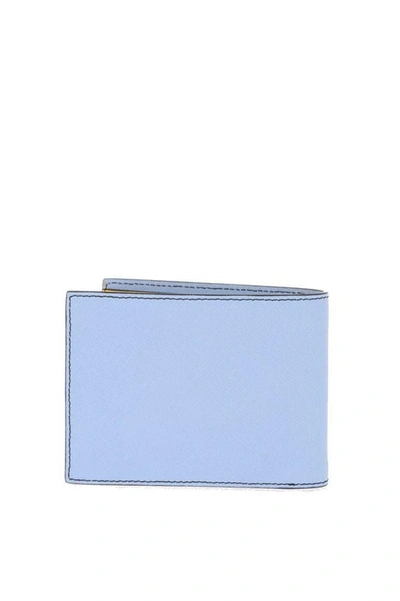 Shop Palm Angels Men's Light Blue Leather Wallet