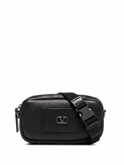 Shop Valentino Garavani Men's Black Leather Messenger Bag