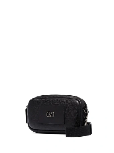 Shop Valentino Garavani Men's Black Leather Messenger Bag