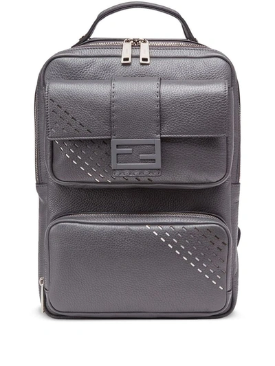 Shop Fendi Men's Grey Leather Backpack