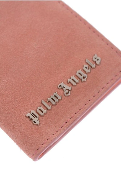 Shop Palm Angels Men's Pink Leather Card Holder