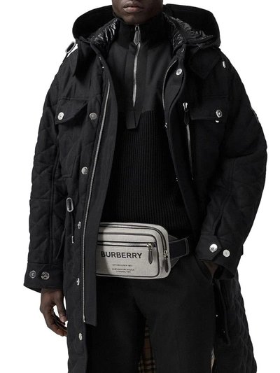 Shop Burberry Men's Black Cotton Belt Bag