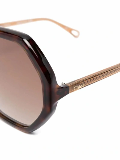 Shop Chloé Women's Brown Acetate Sunglasses