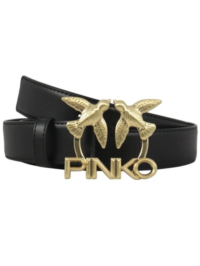 Shop Pinko Women's Black Leather Belt