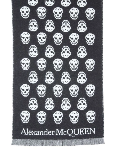 Shop Alexander Mcqueen Women's Black Wool Scarf