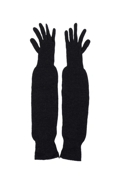 Shop Prada Women's Grey Wool Gloves